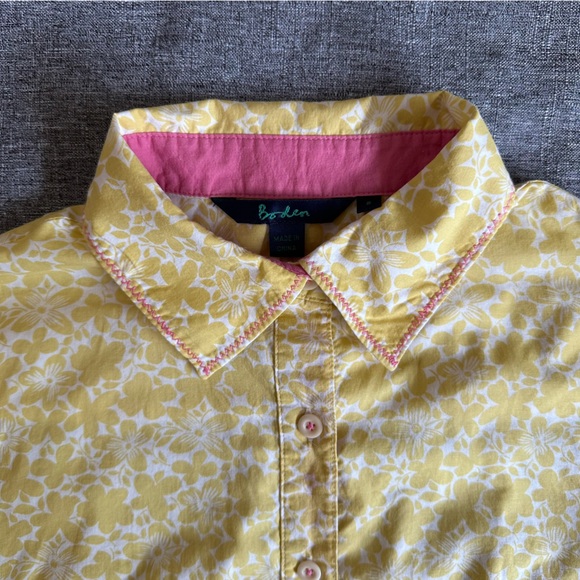 Boden yellow floral button down shirt EUC - Picture 3 of 11